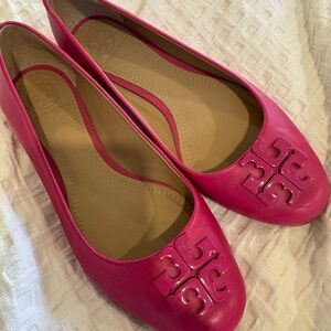 Tory Burch Pink Flats with Decorative Emblem